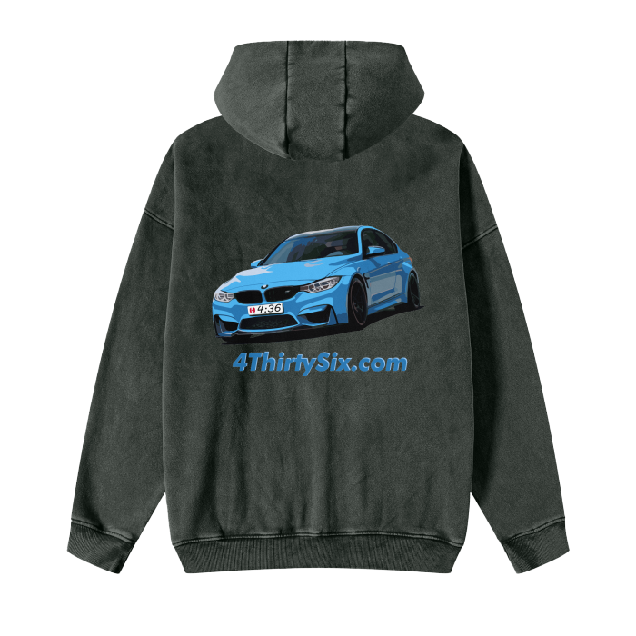 Acid Washed Zip Fleece Hoodie - Driver Mod