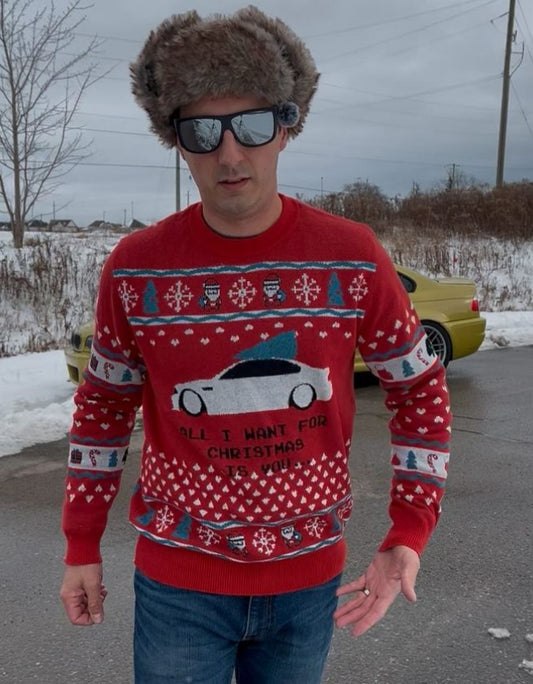 Knit Car Guy Christmas sweater